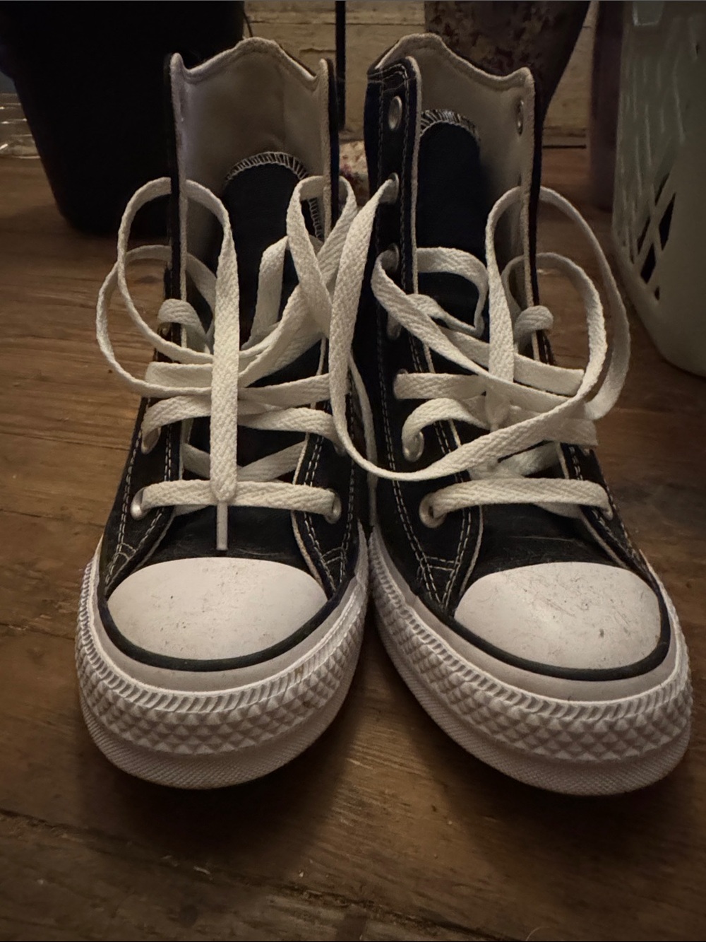 Classic Black Canvas High-Top Wedge Sneakers with White Accents